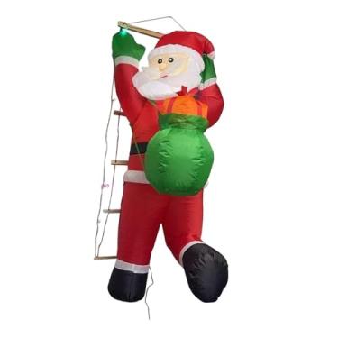 Imagem de Esquirla Enfeite inflável de Natal com Papai Noel para decoração externa, ideal para pendurar no jardim ou Possui LEDs brilhantes integrados.