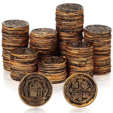 Imagem de Moedas piratas de plástico, baú de tesouro falso a granel, 500 unidade