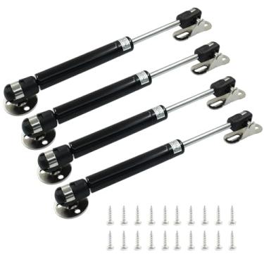 Imagem de Augiimor Suporte de tampa de amortecedor a gás 30N/3.0 kg, escoras a gás de 20 cm, molas a gás, amortecedores de gabinete, dobradiça de tampa para caixa de brinquedos de gabinete, pacote com 4, preto