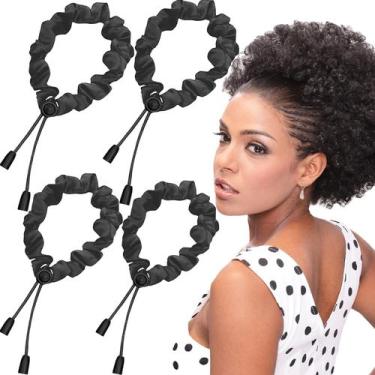 Imagem de Laços de cabelo ajustáveis Bswox para mulheres e meninas, preto acetin