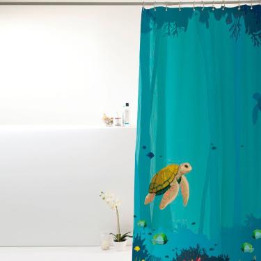 Imagem de Coina Box Pvc Fundo Do Mar 198x180cm - Uzoo Cortina Box Pvc 1.98x1.80m Fundo Mar Azul 818910