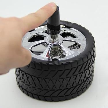 Imagem de 1 pç Cubo de Pneu Criativo para Carro Estilo Giratório Moda Cinzeiro de Liga Redonda Sem Fumaça Press Up Cinzeiro