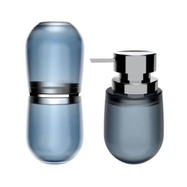 Imagem de Conjunto Para Banheiro Ou Belly Soft Azul Sabonete Líquido Porta Escovas Kte 043 2 Peças