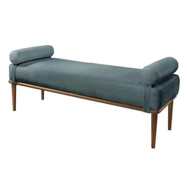 Imagem de Recamier Banco Berlim Luxo Madeira Maciça Castellar Móbile Linho Azul Linho Azul