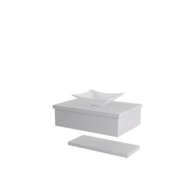 Imagem de Conjunto Bancada C-cuba L30 E Prateleira Metrópole 605 Perffect Acetinado Branco Chess