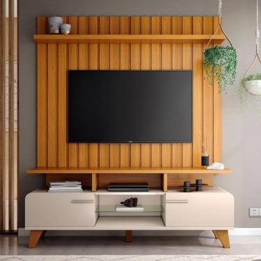 Imagem de Painel Tv 60 Pol 160cm E Bancada Essenza Cinamomo/off - Hb Móveis