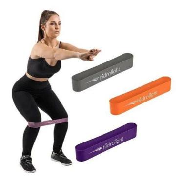 Imagem de Kit 3 Faixa Elástica Super Mini Band Leve, Medio, Forte Treino Exercícios Alongamento Musculação-Unissex