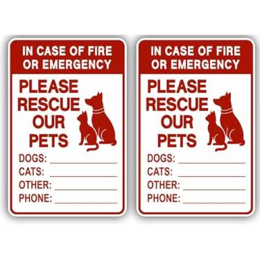 Imagem de AK (pacote com 2) Segurança em caso de incêndio ou emergência | Resgate nossos animais de estimação | Alerta de alarme de porta frontal animal de estimação | Cachorro gato gatinho pássaro coelho |