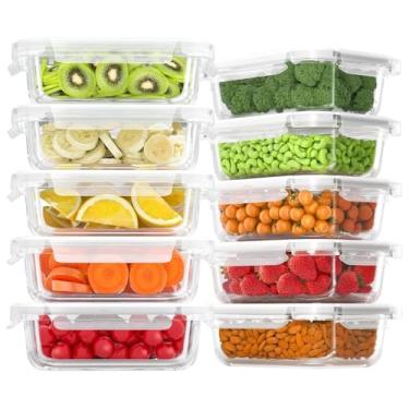 Imagem de Kit 10 Potes de Vidro Borossilicato Tampa Hermética 640ml Yikasa