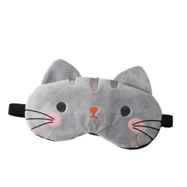 Imagem de Máscara De Dormir Tapa Olhos Descanso Bolsa Gel Gato Gatinho Para Adultos e Gat(Cinza,2kit)