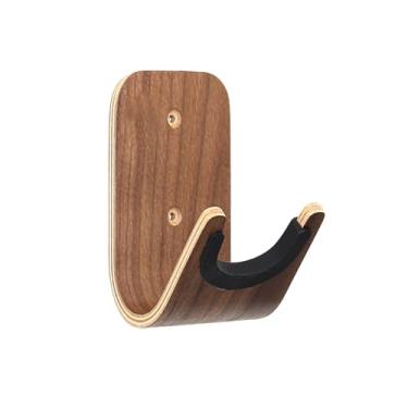 Imagem de Suporte de parede Ukulele, cabide de madeira com almofada de silicone, fácil instalação com adesivo ou parafusos, ideal para exibir instrumentos de corda