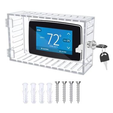 Imagem de Caixa de bloqueio de termostato, grande capa transparente universal para termostato na parede, feita de acrílico, ajuda a controlar o uso de energia