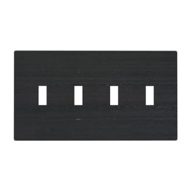Imagem de Nadoabtm Capas para interruptores de luz, textura de madeira preta, vintage, rústico, quadriciclo, placa de parede de 4 grupos, placa frontal elétrica, placas decorativas para decoração de casa de