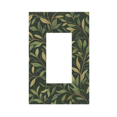 Imagem de JDAKHD William Morris Estilo Verde Folhas Decorativas 1 Gang Rocker Light Switch Cover Meados do Século Vintage Planta Dispositivo Único Gfci Receptáculo Placa de Parede Banheiro Decoração de Quarto