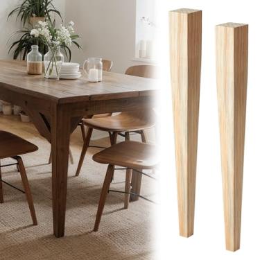 Imagem de CroBlissful 2 peças de pé de mesa de jantar de madeira de pinho afunilado de 4 lados 73,7 cm de altura x 6,5 cm de largura perna de madeira inacabada para mesas e mesas de cozinha
