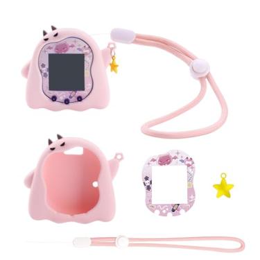 Imagem de BUBBLELOGUS Silicone Case for Tamagotchi Uni, Soft TPU Protective Cover with Screen Decoration Protector and Adjustable Wrist Strap - Little Devil (Pink)
