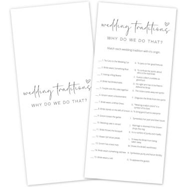 Imagem de Bridal Shower Games for 25 Guests, Why Do We Do That, 4x9inch White Minimalist Double-Sided Wedding Shower Game Cards with 1 Answer Key, Engagement Bachelorette Party Supplies - A04