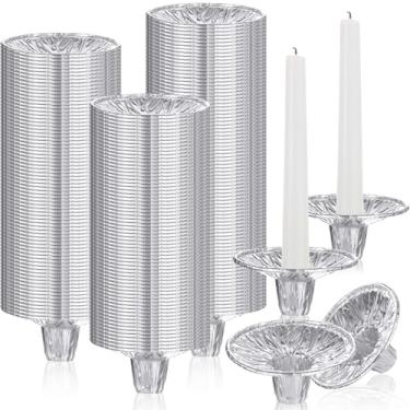 Imagem de Potchen 500 peças de castiçais descartáveis de alumínio Shabat para Natal, protetores de gotejamento, copos de gotejamento, bobeches, castiçais para casamento, aniversário