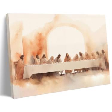 Imagem de ICHZUMW A Última Ceia Arte de Parede para Sala de Jantar, Quadro Grande de Jesus Cristo e Discípulos Impressão em Tela, Cartazes Religiosos Cristãos Decoração de Parede para Sala de Estar Igreja, 30 x