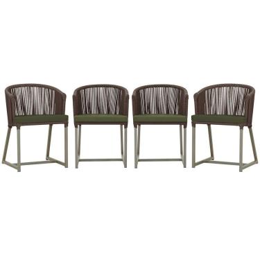 Imagem de 4 Cadeiras De Jantar Noronha Fendi Corda Náutica E13 Trama Marrom