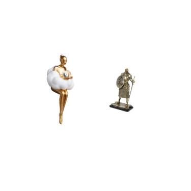 Imagem de Fenteer Estatueta de Resina Estética de Nuvem E Escultura de Cavaleiro Europeu, Estátua de Personagem de Arte Abstrata Criativa para Entrada de Escritó