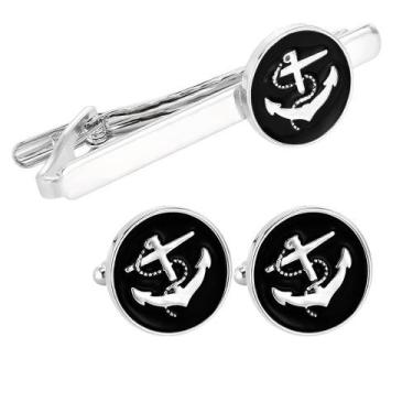 Imagem de Conjunto de abotoaduras e barras de gravata Creative Anchor para homen