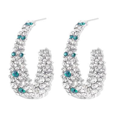 Imagem de CEJUG Brincos femininos boêmios grandes pendentes de argola para meninas AB strass cristal prata esterlina pino, Strass, Zircônia cúbica