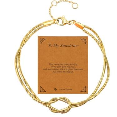 Imagem de Warmhope Conjunto de pulseiras Forever Love Knots & Best Friend Corrente de Cobra Ajustável para Casais, BFFs, Presente de Amizade Permanente para Aniversários de Dia dos Namorados, universal size