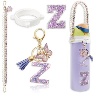 Imagem de Acessórios de letras para garrafas de água Owala – 680 g 947 g 1,134 g, com pingente de inicial bonito e alça de alça, compatível com Free Sip, copo de café, Owala Kids, Sway, Stanley Cup Accessories