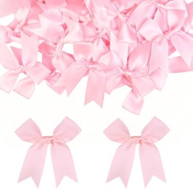 Imagem de 50 peças de mini laços rosa de 9 cm para embalagem de presente, decoração de festa, sacolas de presente de aniversário, faça você mesmo