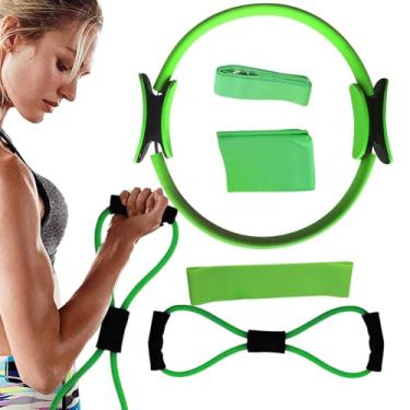 Imagem de Conjunto de anéis de Pilates,Conjunto de equipamentos de Pilates - Equipamento de alongamento doméstico,Conjunto de círculos de anel de pilates, equipamento de alongamento para pernas, braços e coxas,