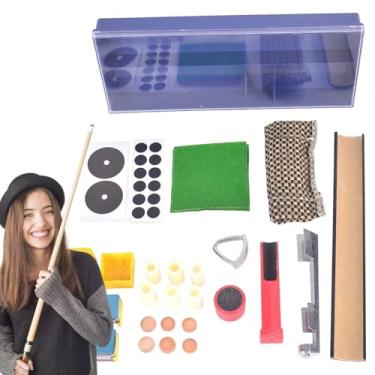 Imagem de Shakven Kit de reparo de ponta de taco de piscina,Kit de reparo de ponta de taco,Ferramentas de substituição de taco de sinuca 28X - Braçadeiras profissionais para tacos de sinuca, acessórios de