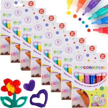 Imagem de Honoson 8 conjuntos de canetas mágicas fofas 6 cores, bolha, pipoca, caneta, pintura, arte 3D, textura de espuma, faça você mesmo, marcadores de desenho de pipoca bolha para Natal, crianças, materiais
