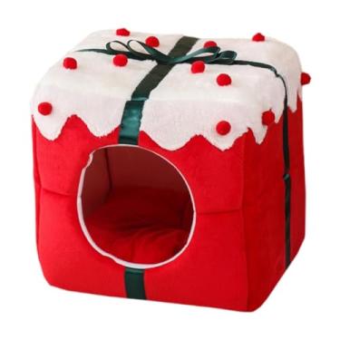 Imagem de Ioensy de gato semi-fechado Tenda para gatos Decoração de Natal Abrigo macio Cama antiderrapante para gatos Casa para gatos Gatinhos Pequenos animais