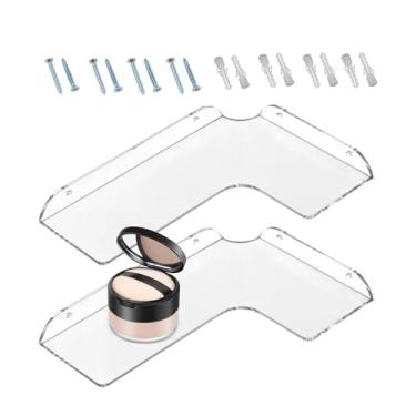 Imagem de Prateleira de Canto | 2 Unidades Prateleiras Resistentes Para Armazenamento,Prateleiras Flutuantes Reforçadas Para Fixar Na Parede | Para Cozinha Quarto Escritório Casa