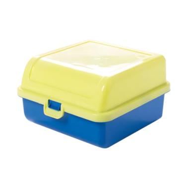 Imagem de Kit Sanduicheira Infantil Dupla Grande Lancheira Porta Lanche Escolar Viagem 1,3 Litros Cores (Azul | Unidade)