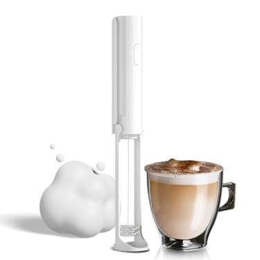 Imagem de Batedor de Leite Elétrico Recarregável Portátil para Café com 3 Níveis Ajustáveis Plegável e Pendurável Misturador Aço Inoxidável Removível Creme Clara Ovo