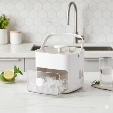 Imagem de Forma de Gelo 2 em 1 com Dispenser – Caixa Gaveta Compacta e Prática