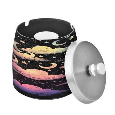 Imagem de Blueangle Cinzeiro de céu colorido com tampa para cigarros, à prova de vento/chuva, aço inoxidável, sem fumaça, inodoro, cinzeiro para uso interno ou externo (177)