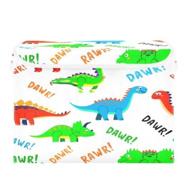 Imagem de SEHANY Cestas de armazenamento engraçadas de dinossauro com tampas, organizador de caixa de armazenamento dobrável, caixas de armazenamento de armário de tecido para roupas cobertor de escritório