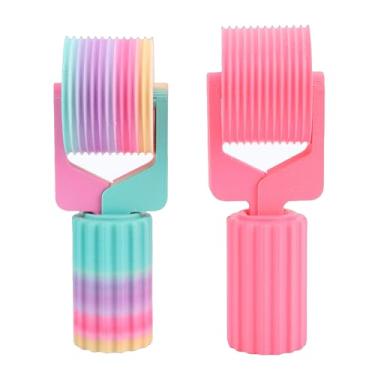 Imagem de Luqeeg Rolo de Arte de de 2 Peças, Alça Confortável Pla Alça Ferramenta de Rolo de Mão de Bordado de, Acessório de Pinturas de Bordado de Diamante para Artesanato DIY (Macarons + Rosa Vermelha)