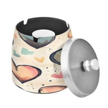 Imagem de Blueangle Cinzeiro de coração para dia dos namorados com tampa para cigarros, à prova de vento/chuva, aço inoxidável, sem fumaça, inodoro, cinzeiro para uso interno ou externo (29)