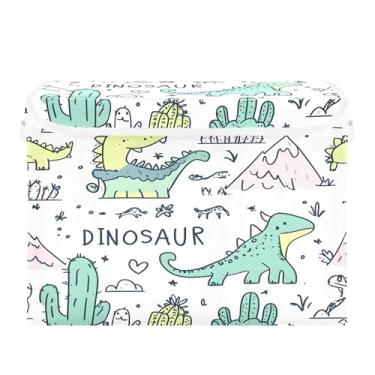 Imagem de SEHANY Cestas de armazenamento engraçadas de dinossauro com tampas, organizador de caixa de armazenamento dobrável, caixas de armazenamento de armário de tecido para roupas cobertor de escritório