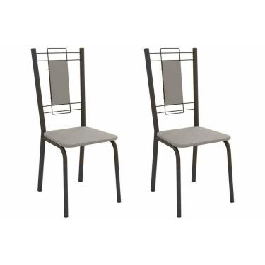 Imagem de Cadeira Sala De Jantar Florença 2c005prf Aço Kit 2 Un Preto/suede Cappuccino - Kappesberg