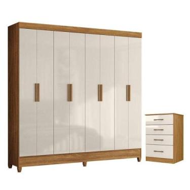 Imagem de Guarda Roupa Casal Marajó E Cômoda Ms913 Freijó Off White - Moval - MO