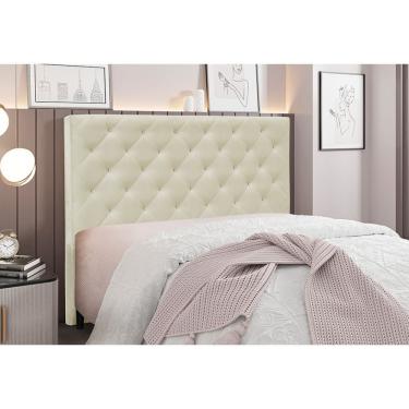 Imagem de Cabeceira Para Cama Box King Tania Veludo Costura Com Botões 195x125x8cm Cinza D'Rossi