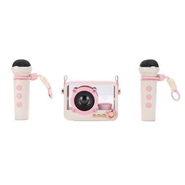 Imagem de SUNGOOYUE Máquina de karaokê, Alto-falante Portátil Com 2 Microfones Sem Fio, para Festas Em Casa, Aventuras Ao Ar Livre, Atividades Em Sala de Aula (Rósea)
