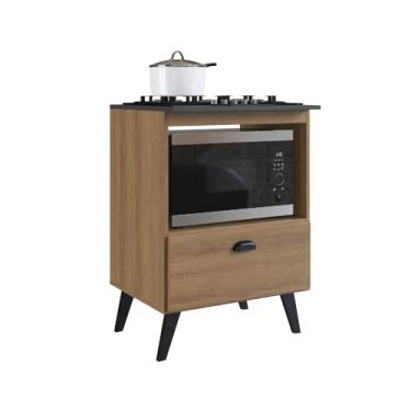 Imagem de Balcão para Cooktop 4 Bocas 1 Porta Basculante e Espaço para Forno Bogotá Grafite - Art In Móveis