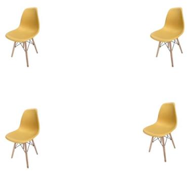 Imagem de KIT com 4 Cadeiras Modelo - Para Mesa de Jantar & Sala, Confortável & Durável (Cadeira Amarela)