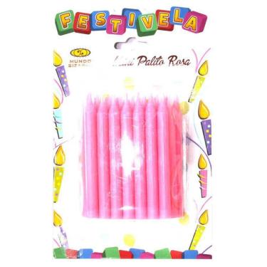 Imagem de Vela Mini Palito Rosa - 24 Unidades